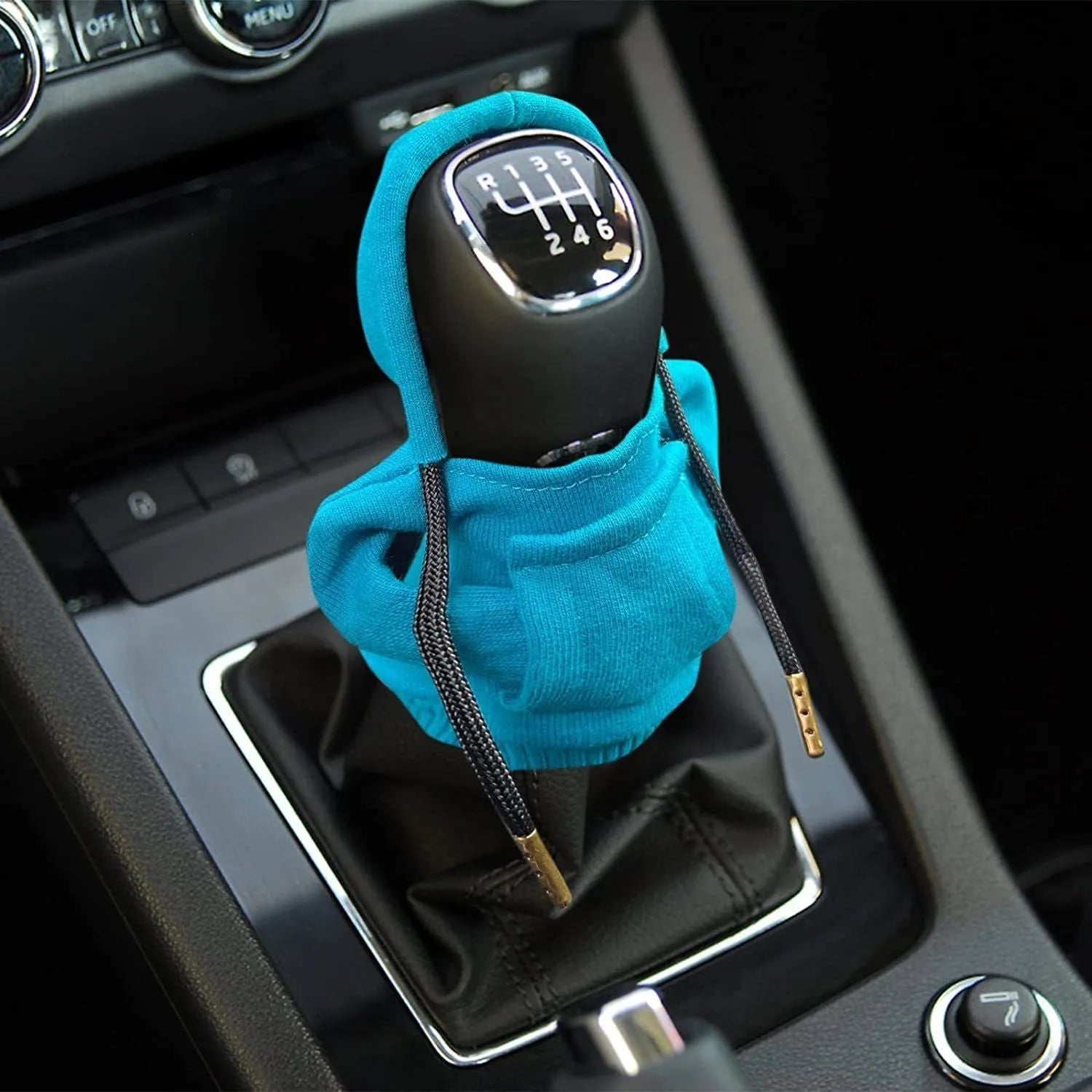 Gear shift knob hoodie cover in multiple colours showing 13x8cm dimensions and cloth material