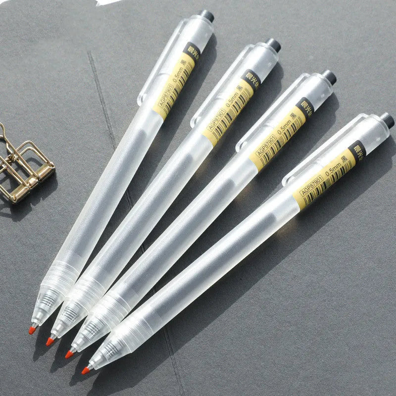 12 black frosted finish retractable gel pens with 0.5mm tips and two refill cartridges