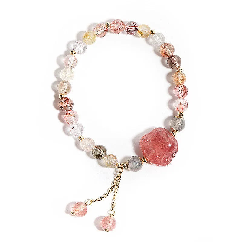 Handmade natural crystal women's bracelet with animal zodiac designs in Korean style