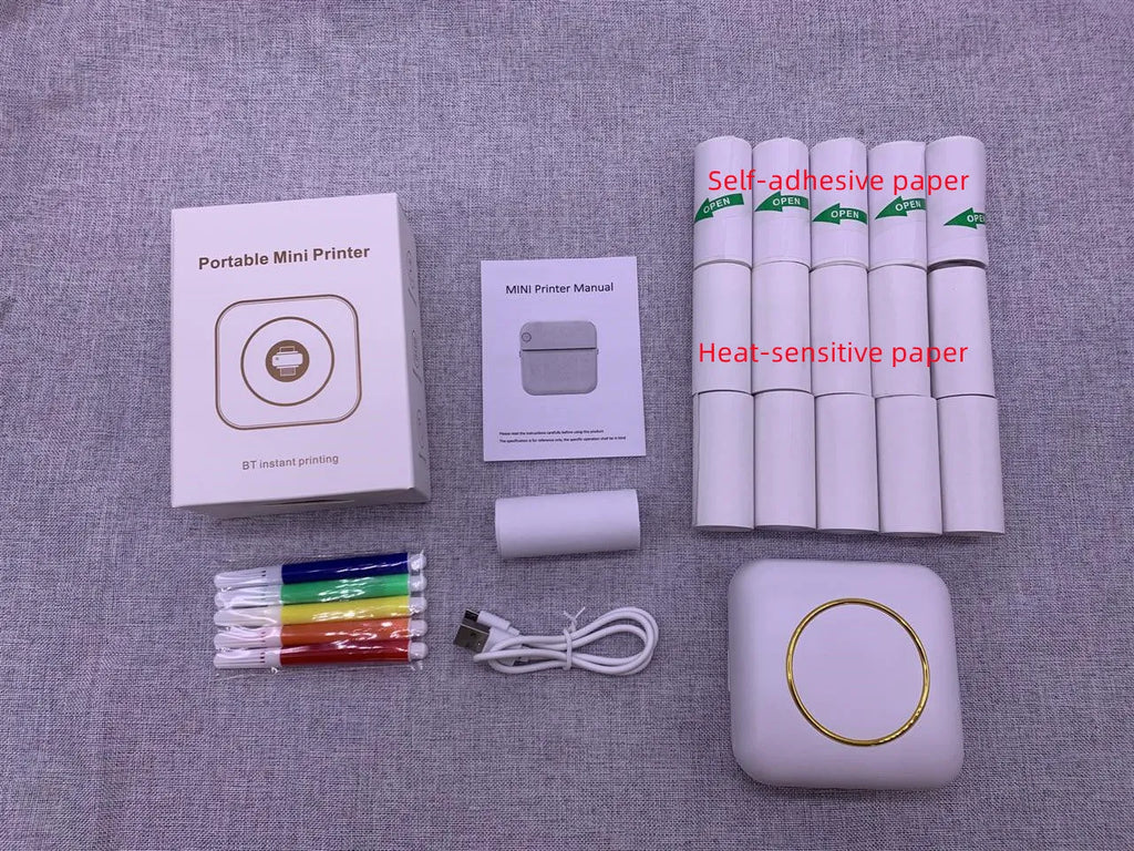 C20 White mini thermal printer, 80x80x35mm, 57mm paper, USB and Bluetooth wireless