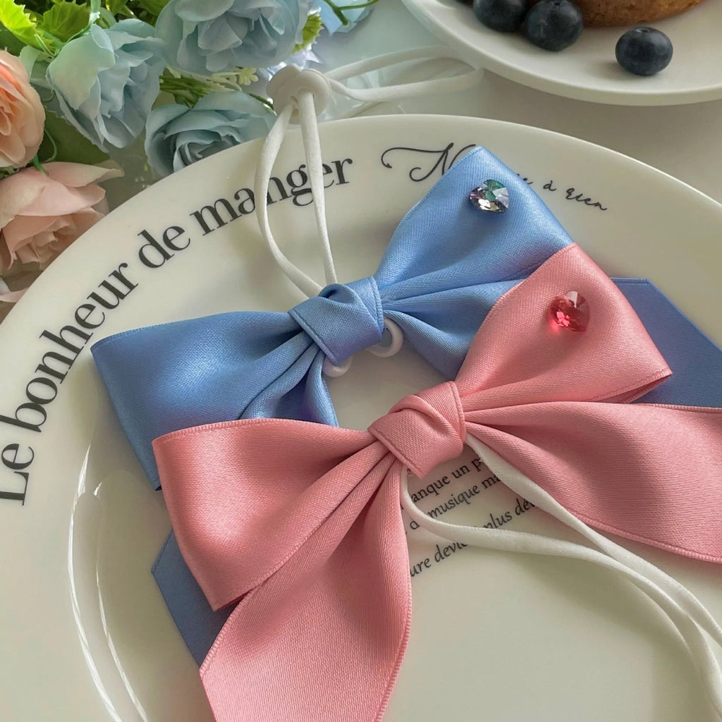 Adjustable dog hair band with princess-style bow on polyester cotton ribbon