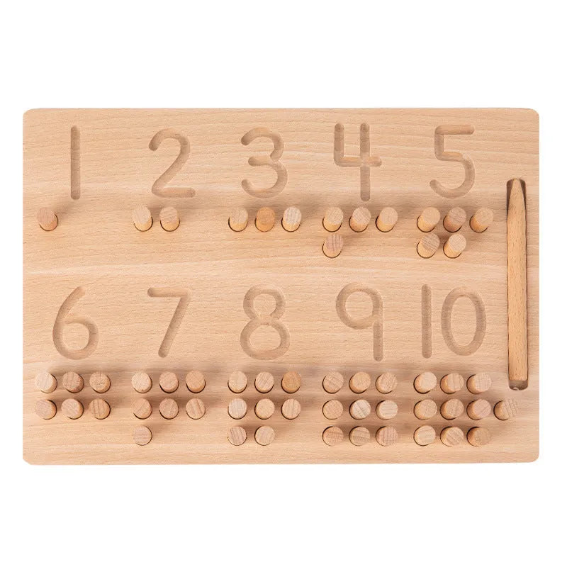 Wooden Montessori logarithmic board with blind writing board in a 32 x 20.5 x 4.5 cm colour box