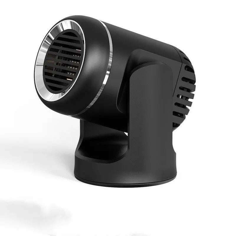Black and white 12V portable car heater with hot cold warm settings for vehicle defrosting