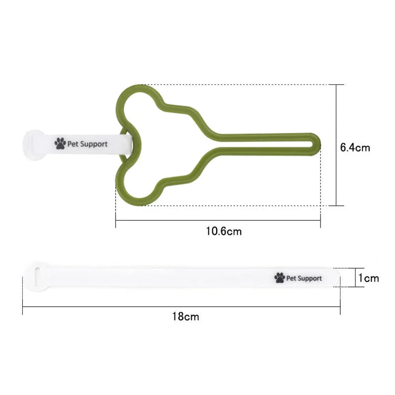 Pet poop bag holder with hands-free clip and adjustable Velcro strap, holding multiple bags for dog walking