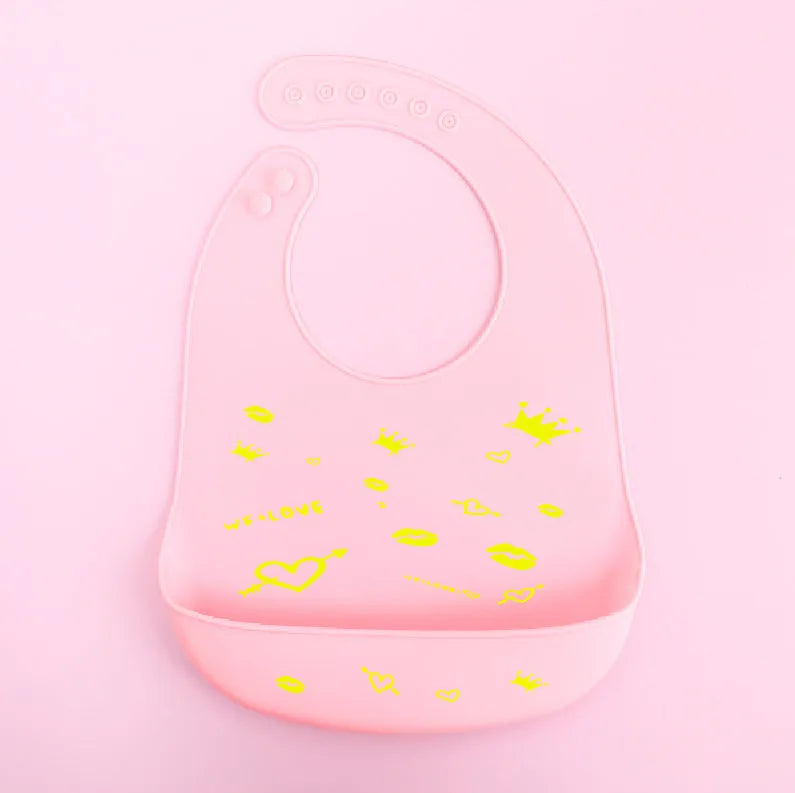 Cartoon printed silicone baby bib with waterproof and antifouling function for babies and children aged 0-6 years