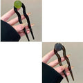 Ball retro U-shaped hair pin barrettes in acrylic with beige, caramel, dark grey, and green colour options