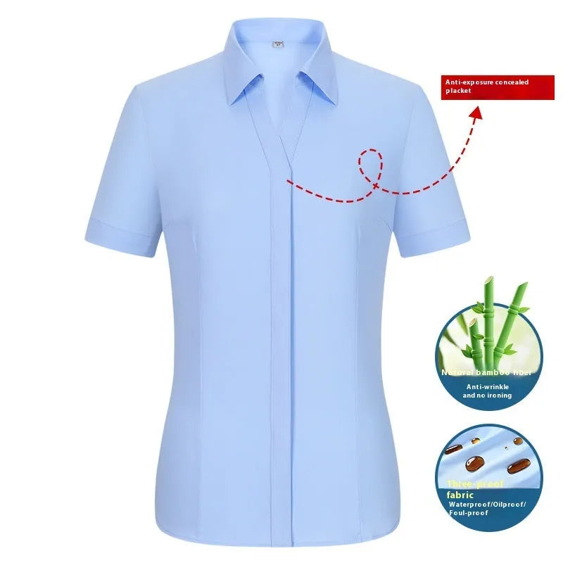Men's bamboo fibre business shirt with square collar and long sleeves in slim fit, showing waterproof and stain-resistant properties
