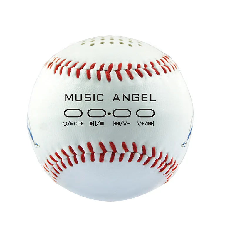 Baseball-themed portable Bluetooth speaker in green, orange, or white colour with USB port