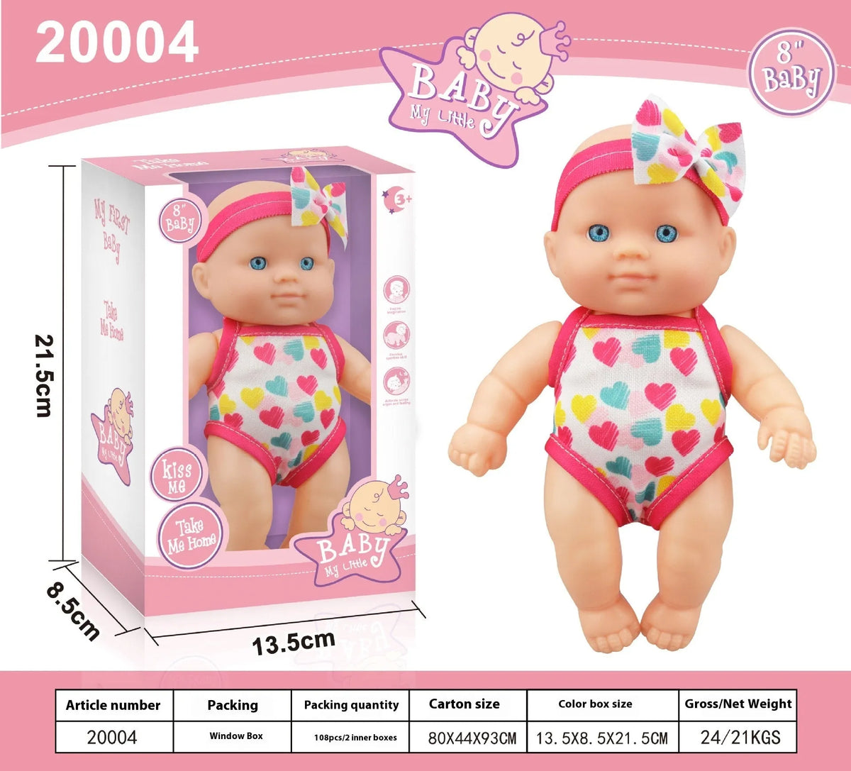 Simulation baby vinyl figurine doll displayed on a surface, showing detailed features.