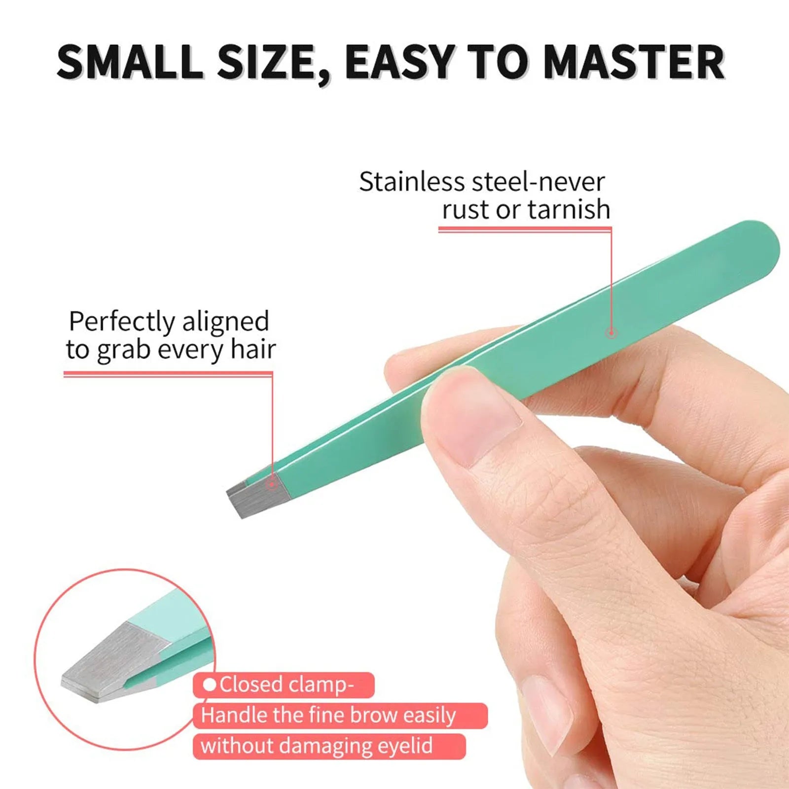 Professional stainless steel eyebrow tweezers set with curved scissors and leather case