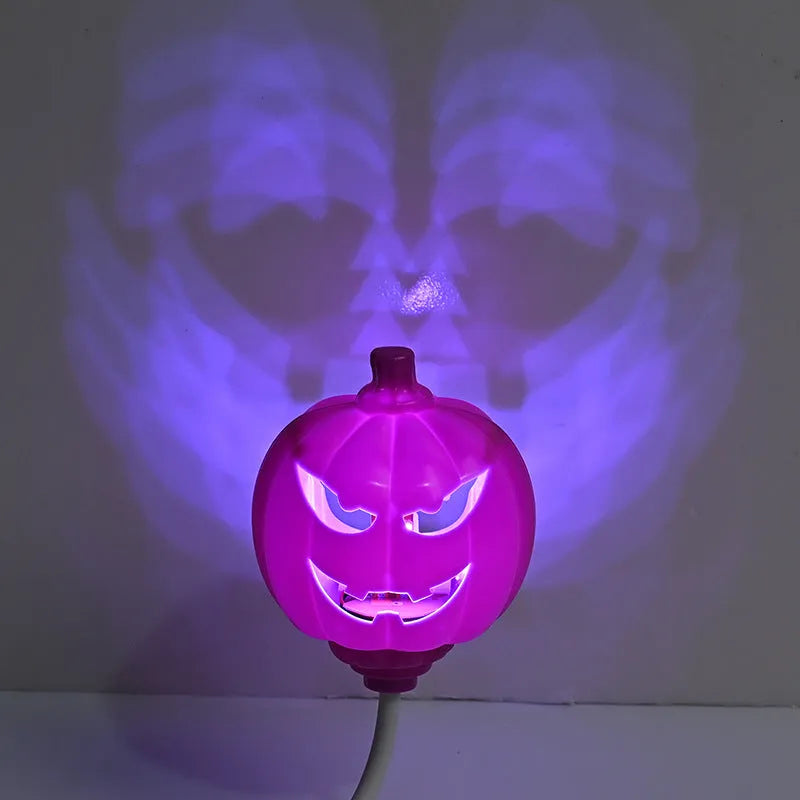 Pumpkin-shaped lamp with USB charging, 22cm tall, emitting yellow or purple light for holiday decor