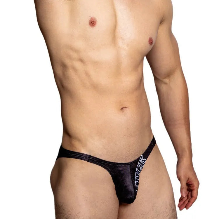 Low-waist women's briefs with triangle silhouette and letter print in polyester fabric