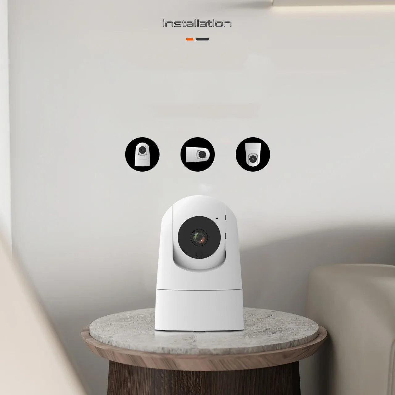 Indoor shake head camera with 1080p resolution and two-way voice feature for home security monitoring