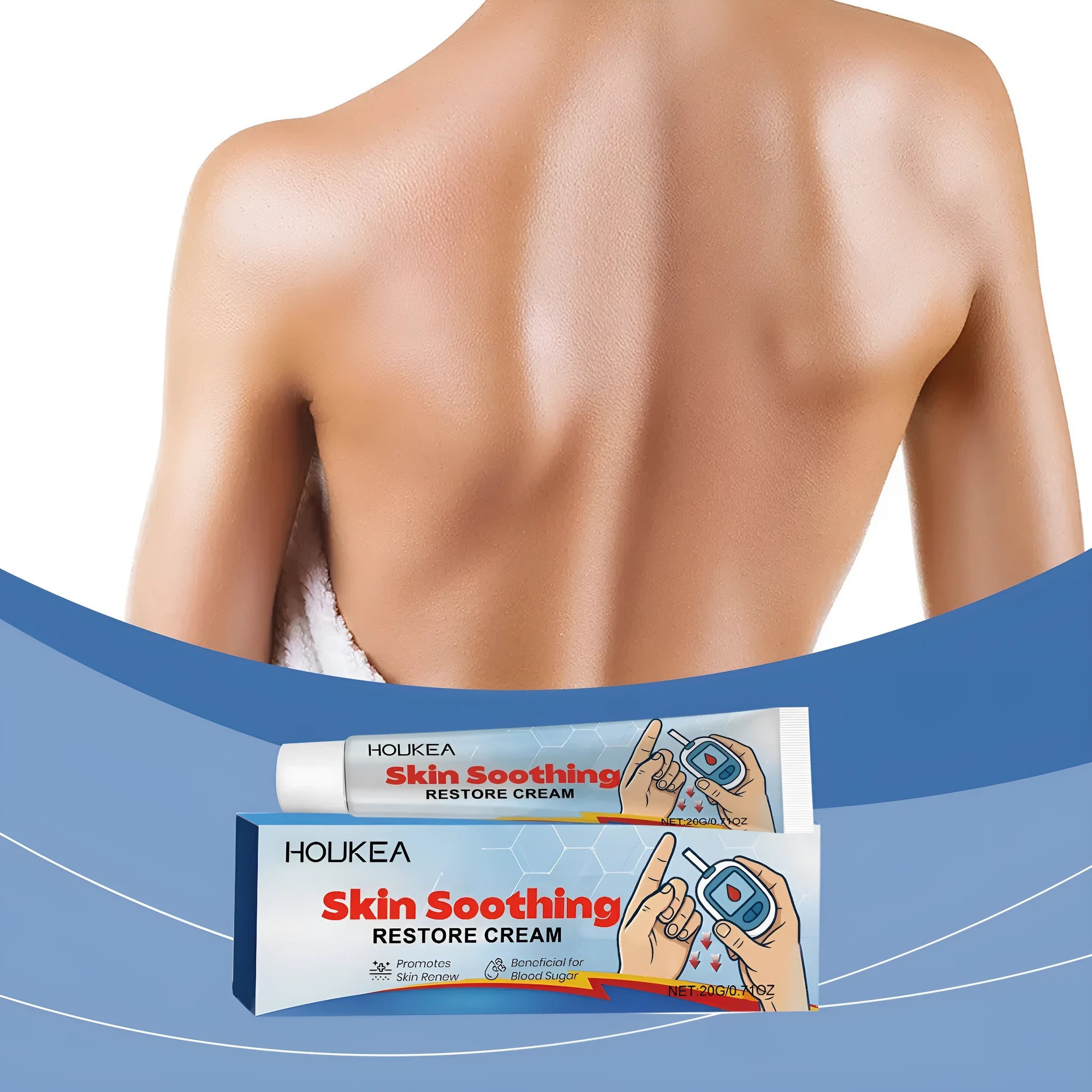 20g tube of body neck cream with botanical ingredients including mint leaf and tea tree oil