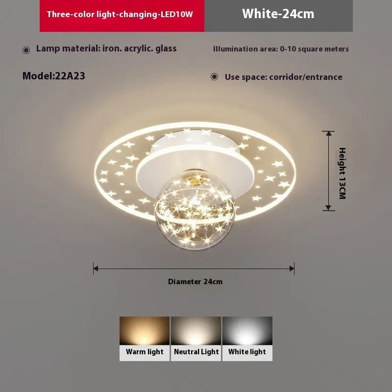 Modern ceiling lamp for corridor or hallway with LED light source in black, gold or white finish