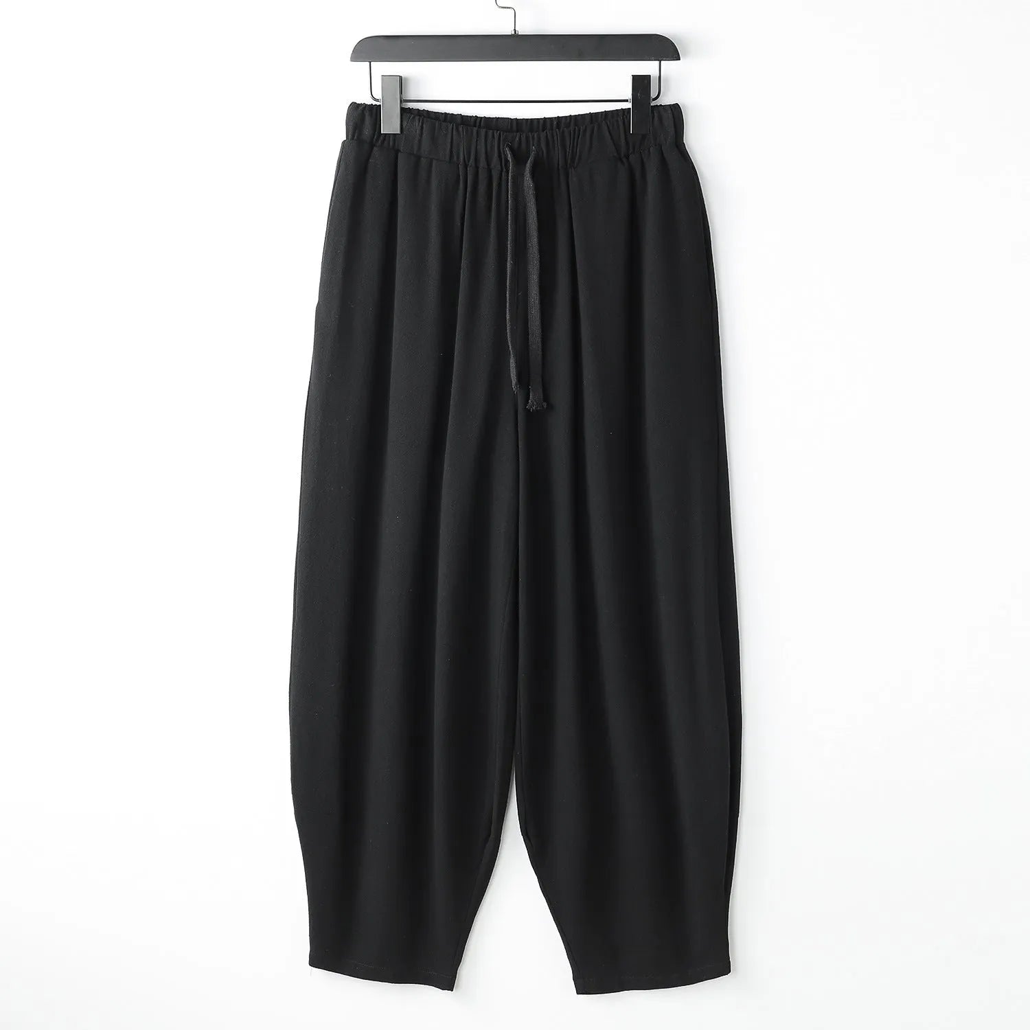 Loose fit linen harem pants with ankle ties in tapered design available in extended sizes L to 9XL