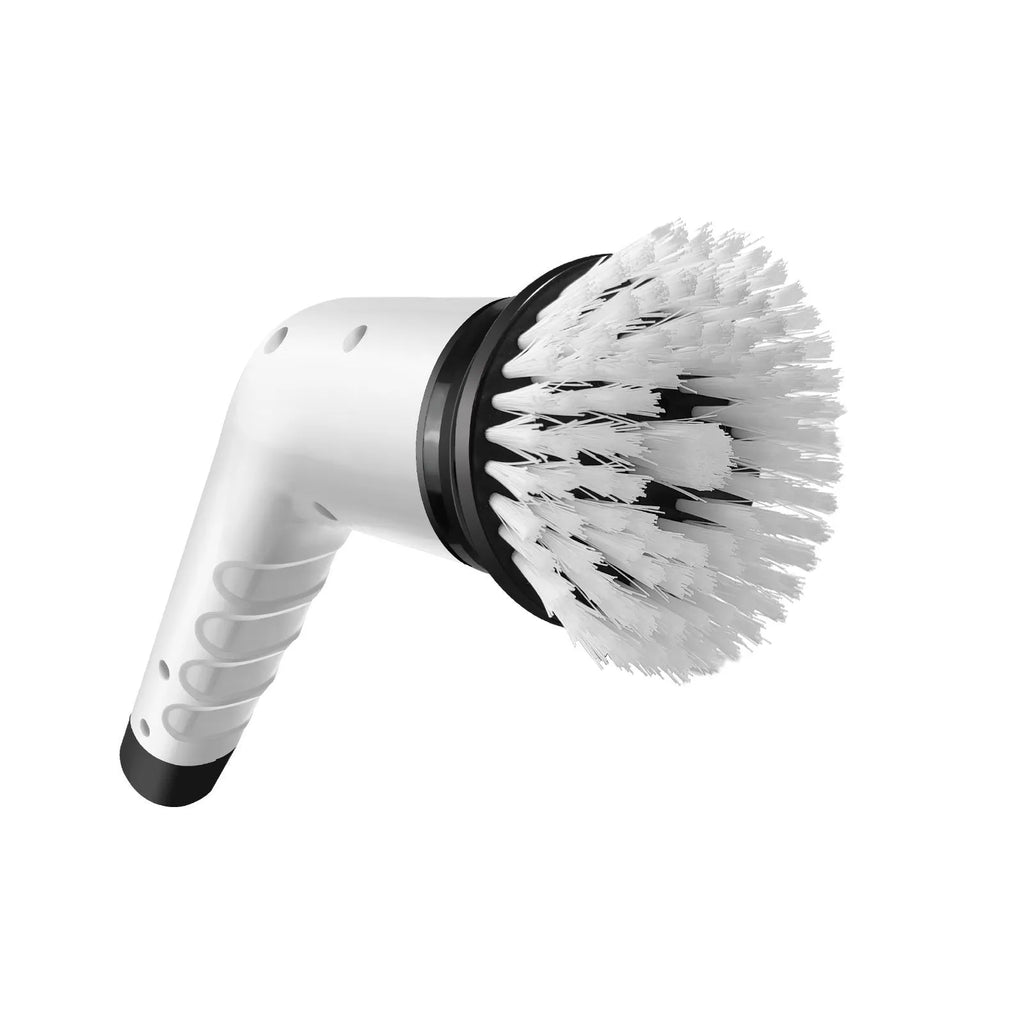 White handheld cleaning ball with rechargeable lithium battery and cleaning brush accessories
