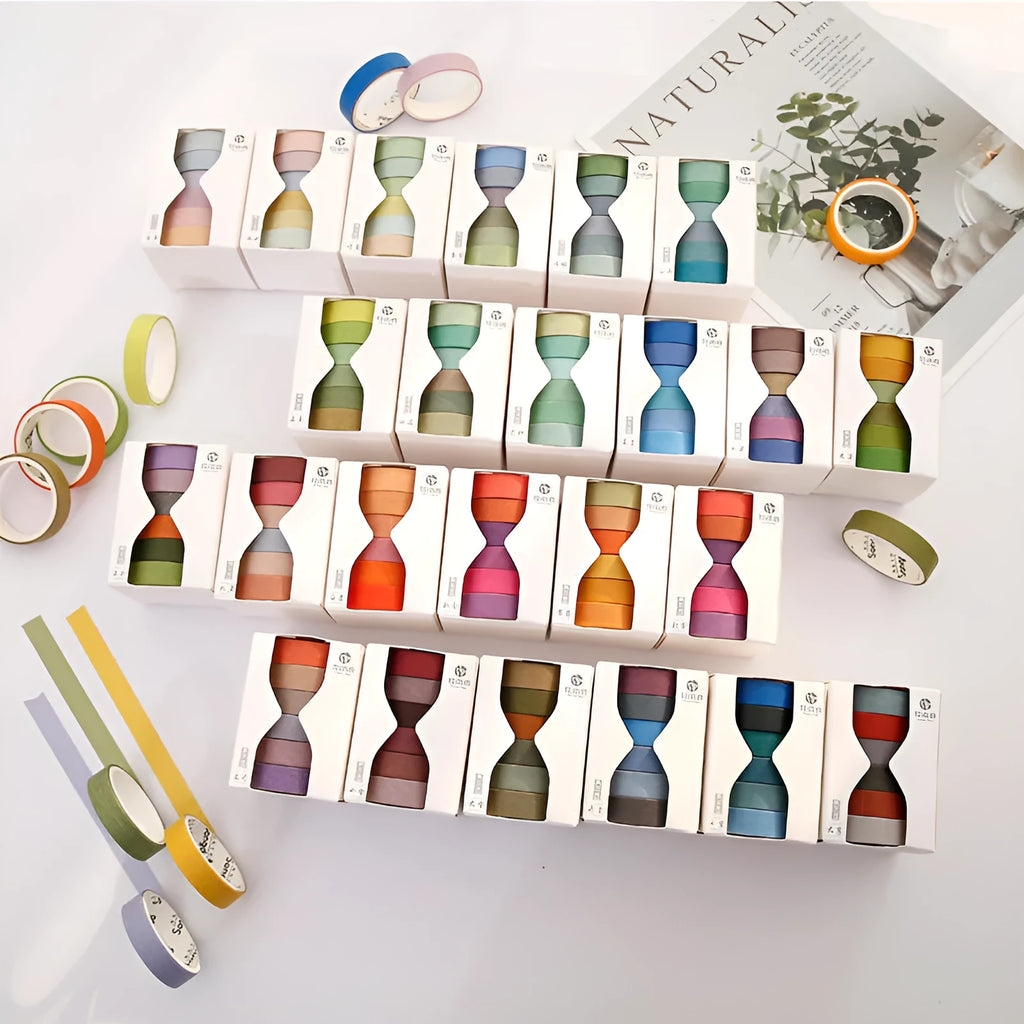 Six rolls of 9mm wide solid colour washi tape for 24 solar terms, made from and paper.