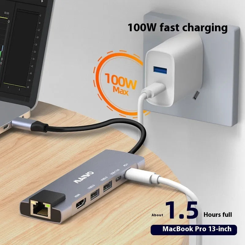 Steam Deck docking station with aluminium alloy shell, 15cm cable, HDMI and Ethernet ports