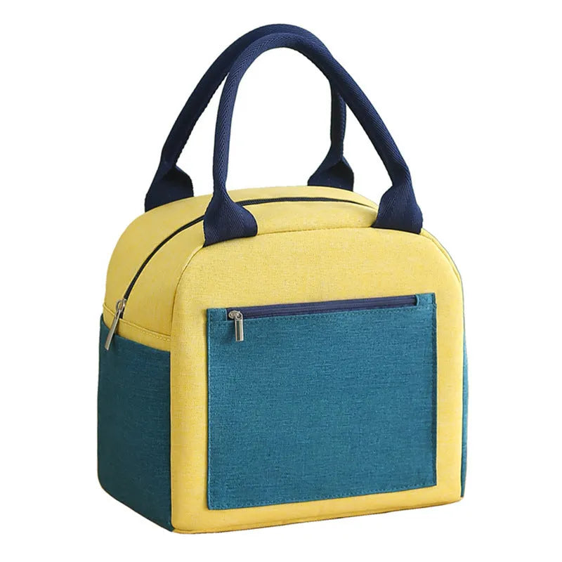 Aluminium foil thickening waterproof lunch insulation bag in Oxford cloth, shown in blue colour.