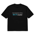 Men's black T-shirt with 3D digital printed cartoon pattern, round neck, and short sleeves in loose fit