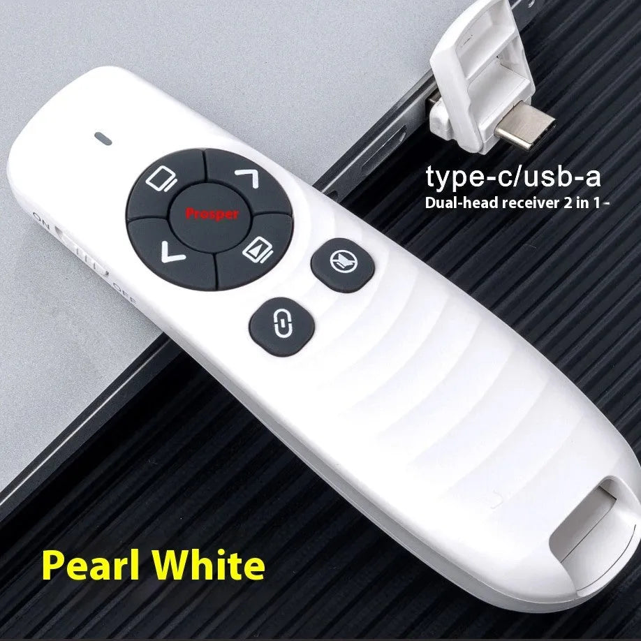 Dual receiving laser pointer remote control in black or white with ABS ROHS housing for presentations