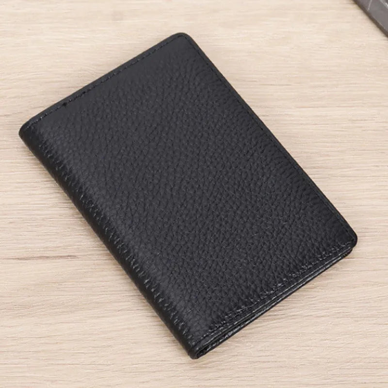 Genuine cowhide leather credit card holder in black or brown colour with urban simplicity style