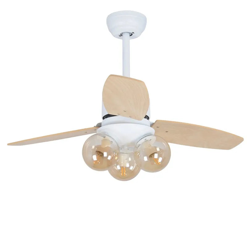 42 inch glass ceiling fan light with wood blades in black, brown or white for living room, bedroom or dining room