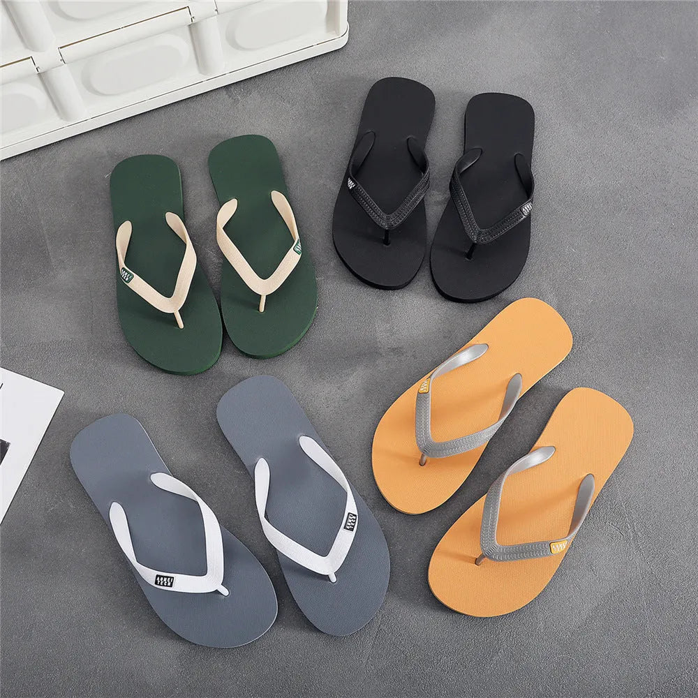 Men's flip-flops with vulcanised rubber soles and EVA upper in black, green, orange and grey colours