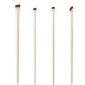 Four angled eyeliner and eyebrow brushes with ultra-thin tips in leather case