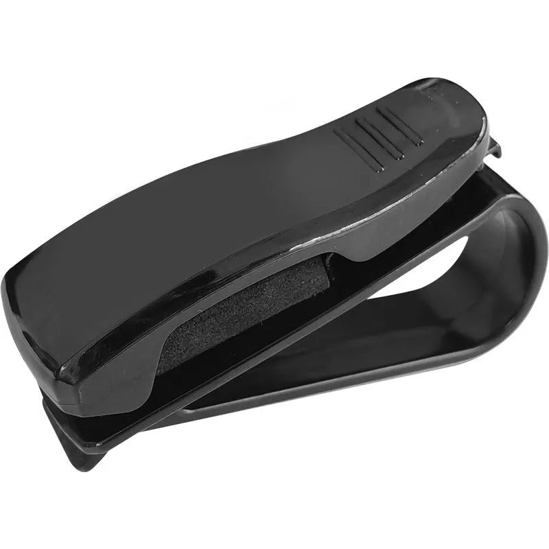 Black plastic car clip for sunshades, holding glasses and tickets, 6.5cm long