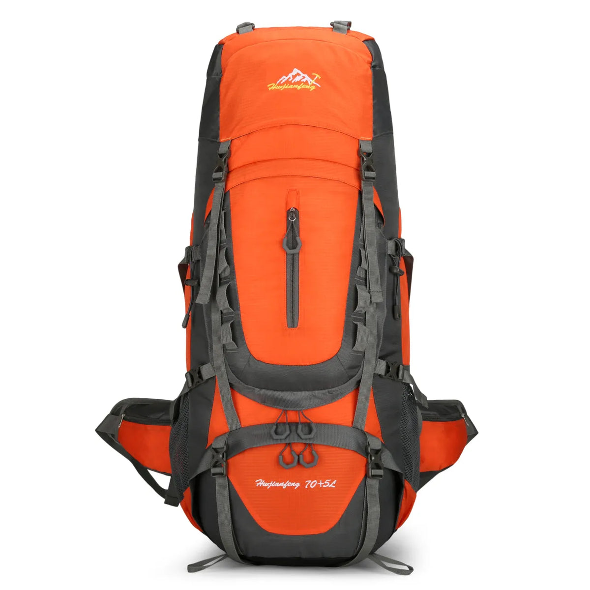 70L mountaineering backpack in baby blue, black, dark blue, green, lake blue or orange for hiking and camping
