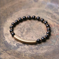 Layered retro ethnic bracelet for men and women in agate, stone, and brass.