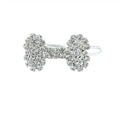 Diamond dog bone pet barrette in size S, shown in white, pink, blue and red for cats and dogs