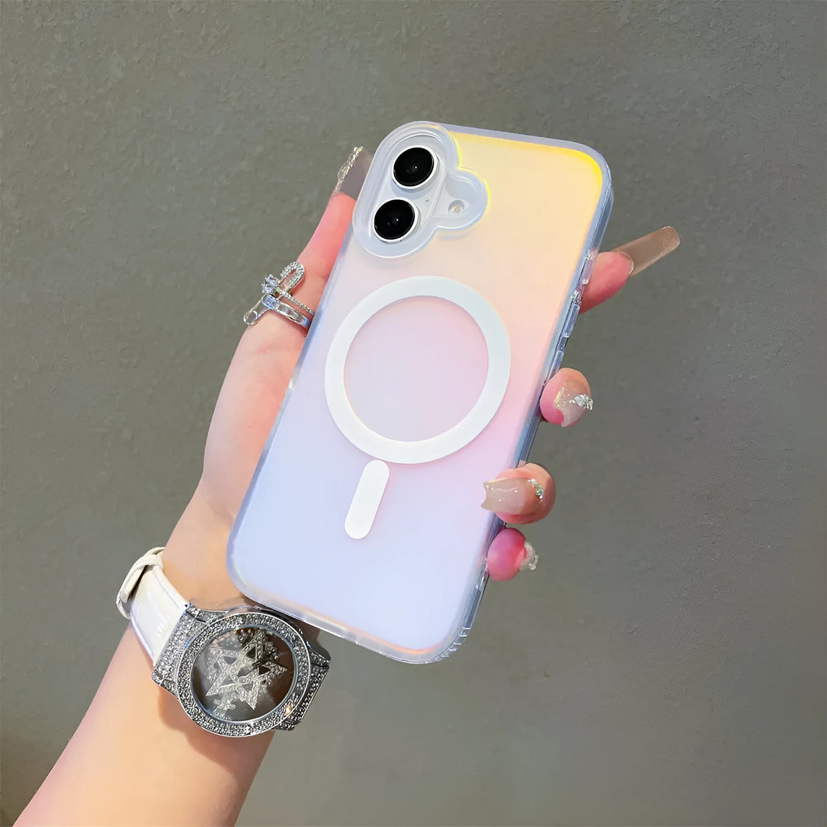 Laser gradient frosted magnetic phone case for iPhone 17 series in minimalist back cover style