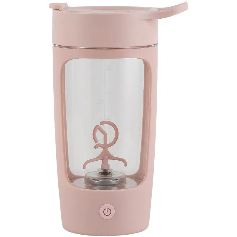 Portable automatic blender cup in black, blue, pink, or white showing 650ml capacity.