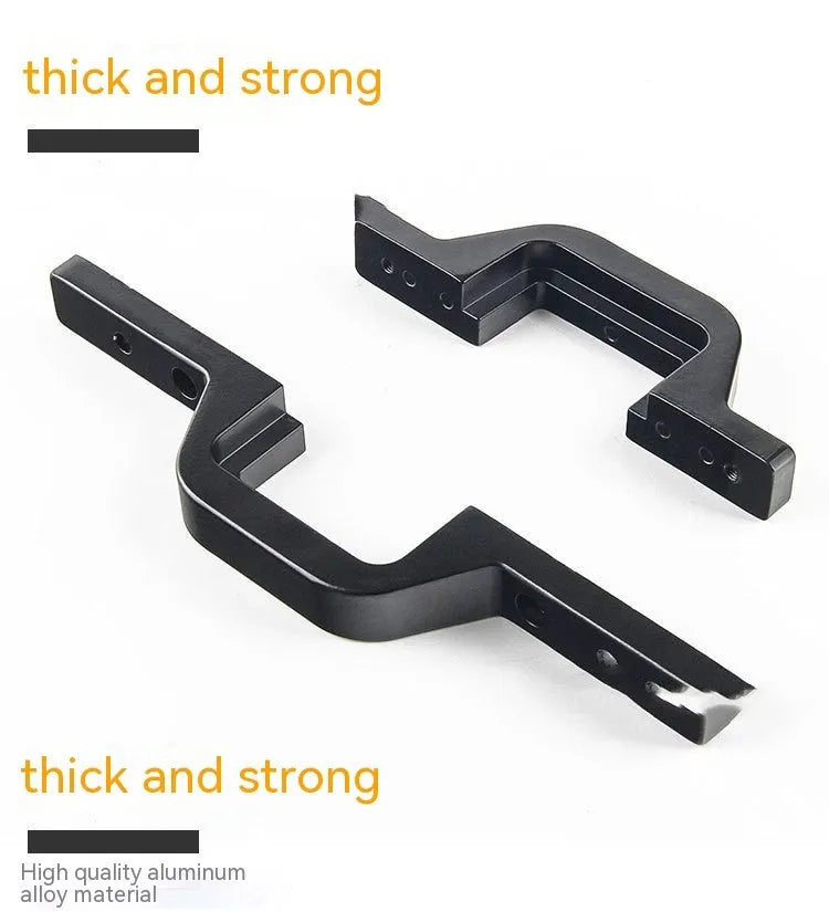 Black aluminium alloy LED light mounting bracket for a Jeep Wrangler off-road vehicle