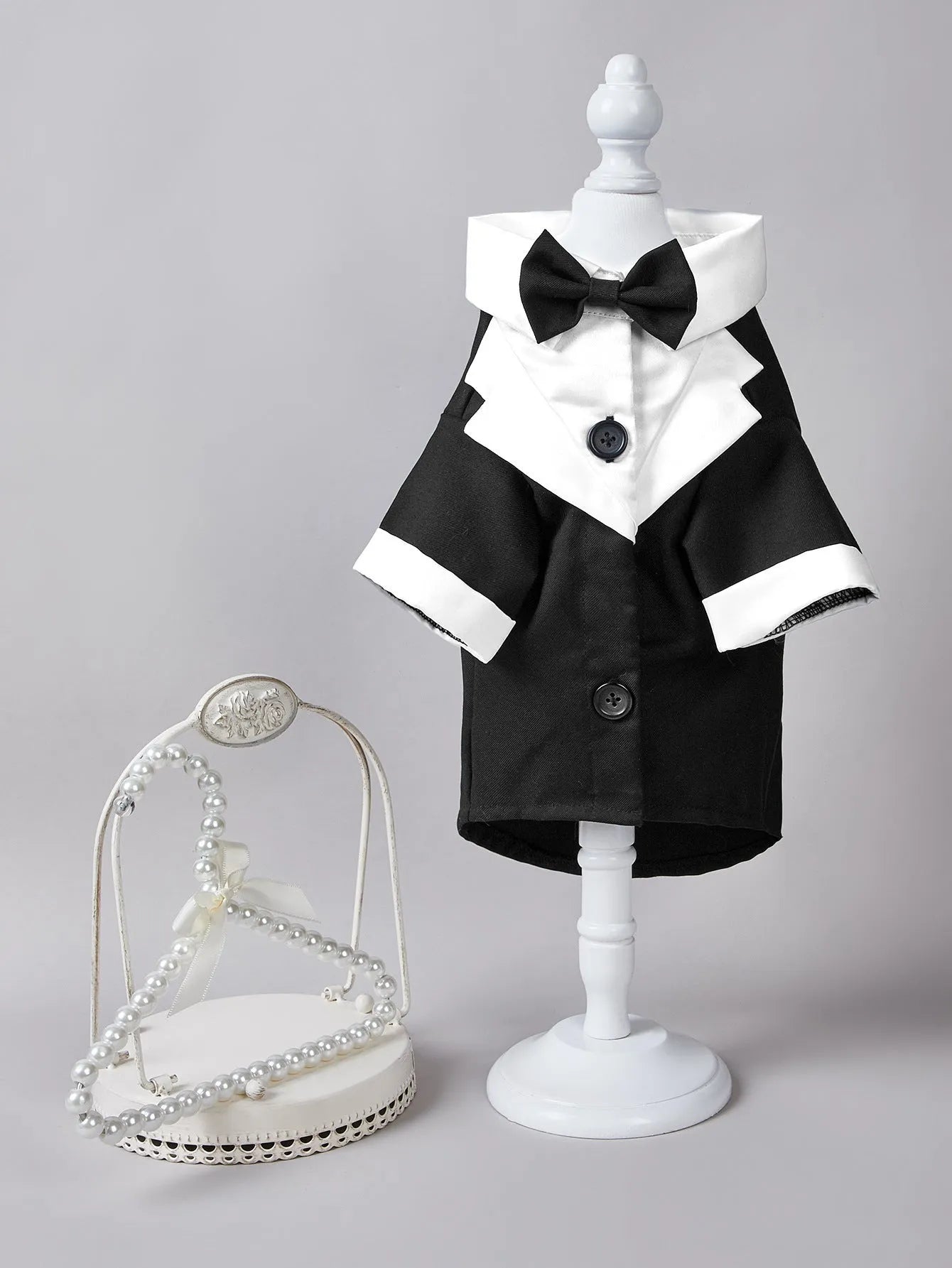 Chinese style four-legged wedding suit for dogs in polyester with black, dark blue and grey colour options