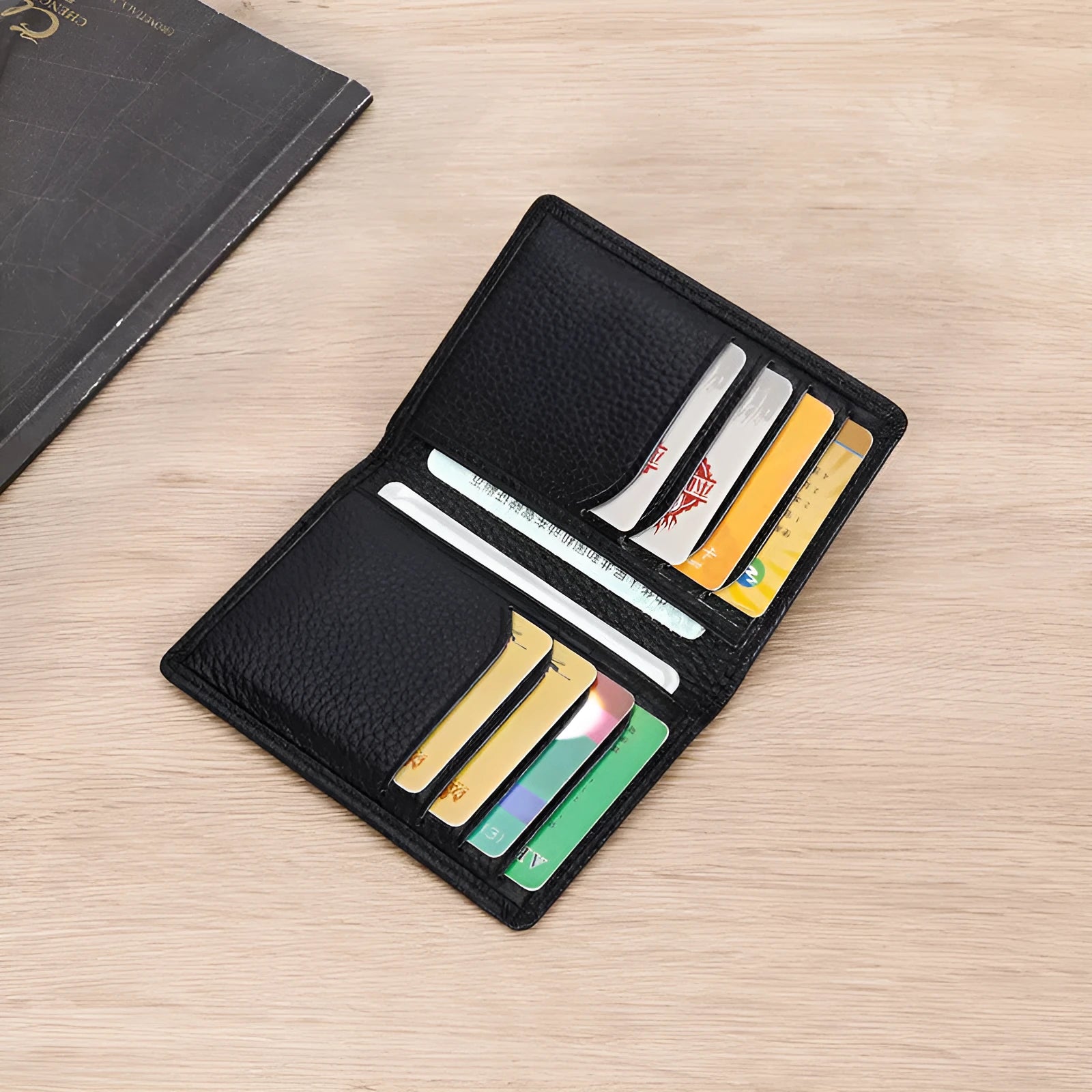 Genuine cowhide leather credit card holder in black or brown colour with urban simplicity style