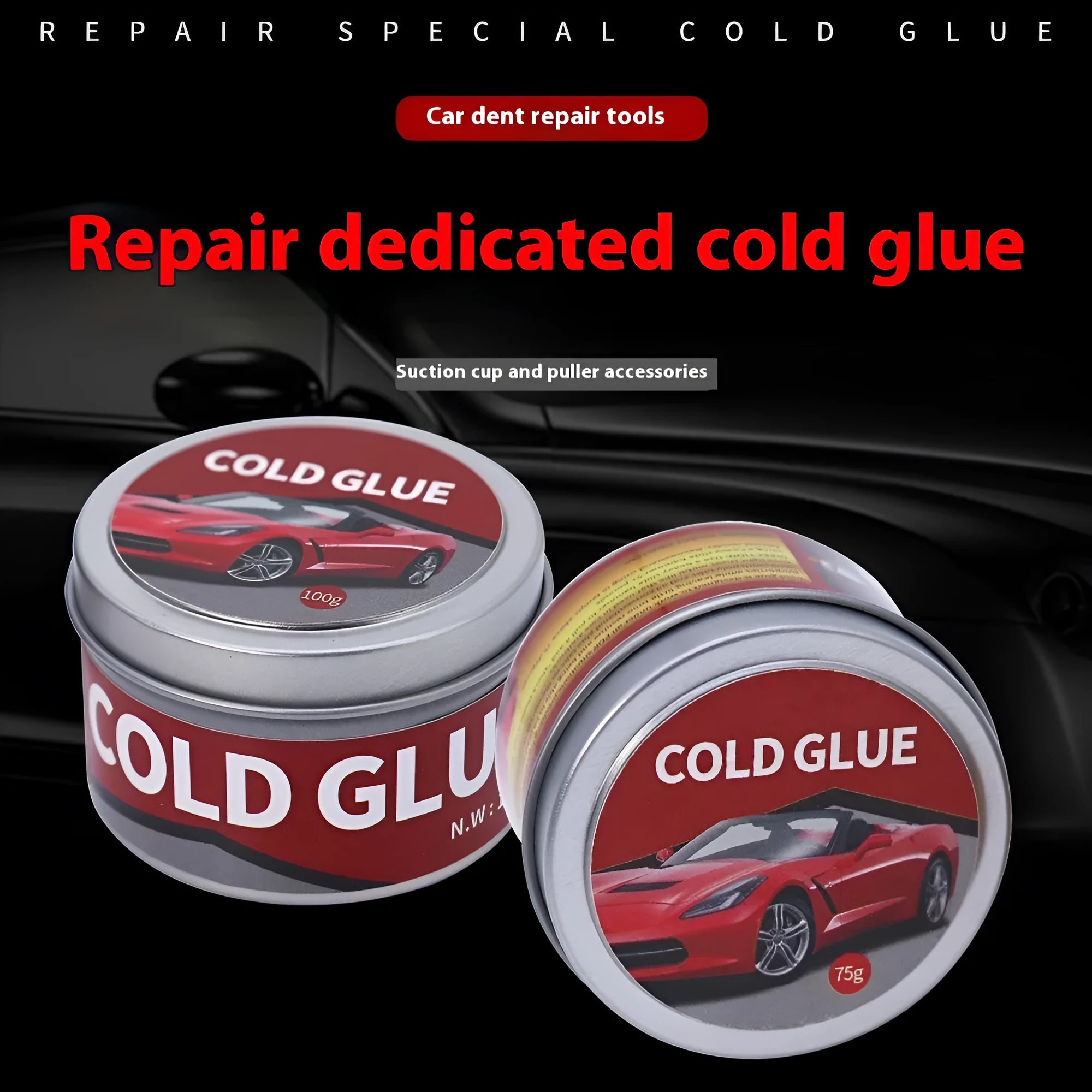 Tube of automotive repair cold glue for car dent and depression repair