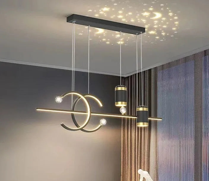 Iron restaurant light with 220V tri-colour output, available in black or gold modern minimalist finish