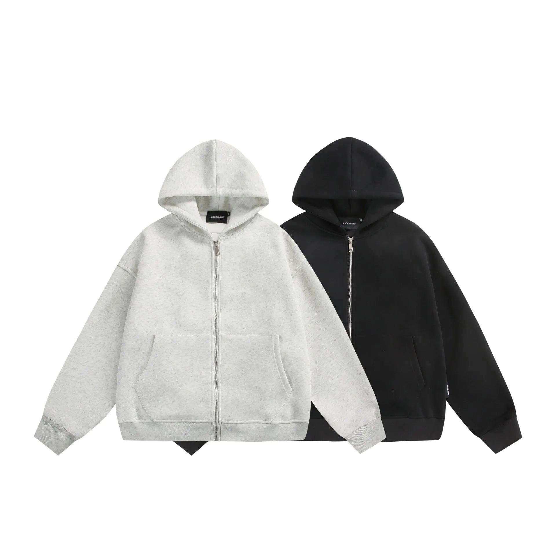 Solid colour cardigan coat with back bag design in cotton blend fabric
