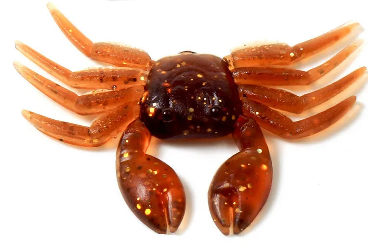 PVC crab fishing soft bait lure in red and brown colours, 8cm size