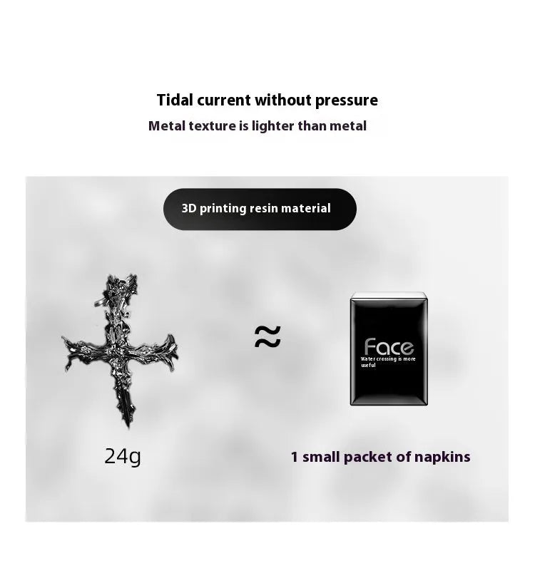Gothic cross design hard resin case cover for Apple AirPods Max headphones in silver colour