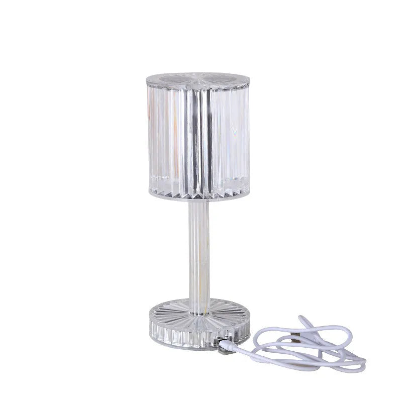 Modern crystal table lamp with touch dimming control and 359 K9 crystal bead shade in amber colour