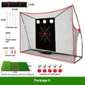 Swing wedge golf training net with 3-hole cross design, 30x60cm straw mat, practice balls, and accessories