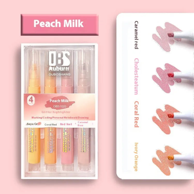 Sparkling Star River Highlighter with 4mm slanted tip and six glitter-infused ink colours including taro puff