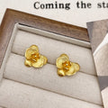 Copper flower earrings with petal design in gold or silver electroplated finish