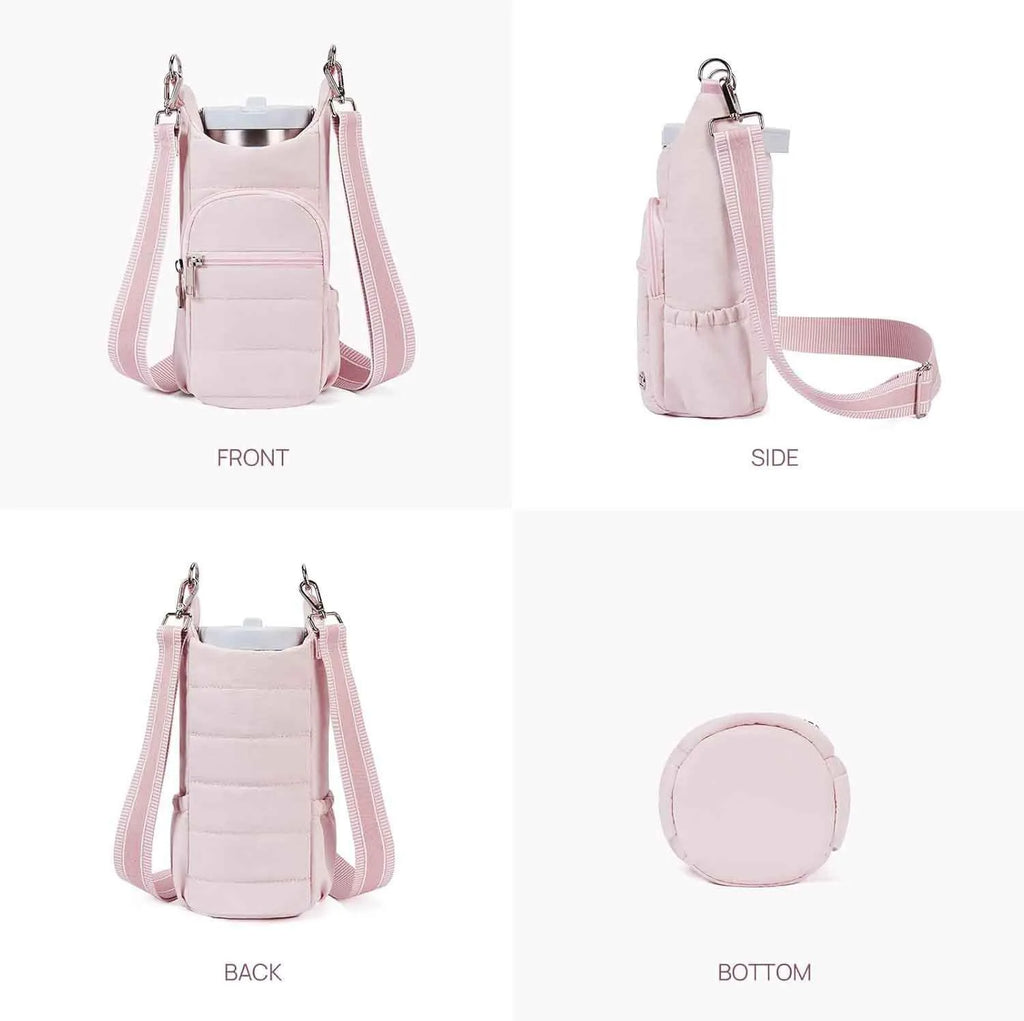 Cloth bicycle water bottle bag in modern simplicity design available in black, pink and beige colours