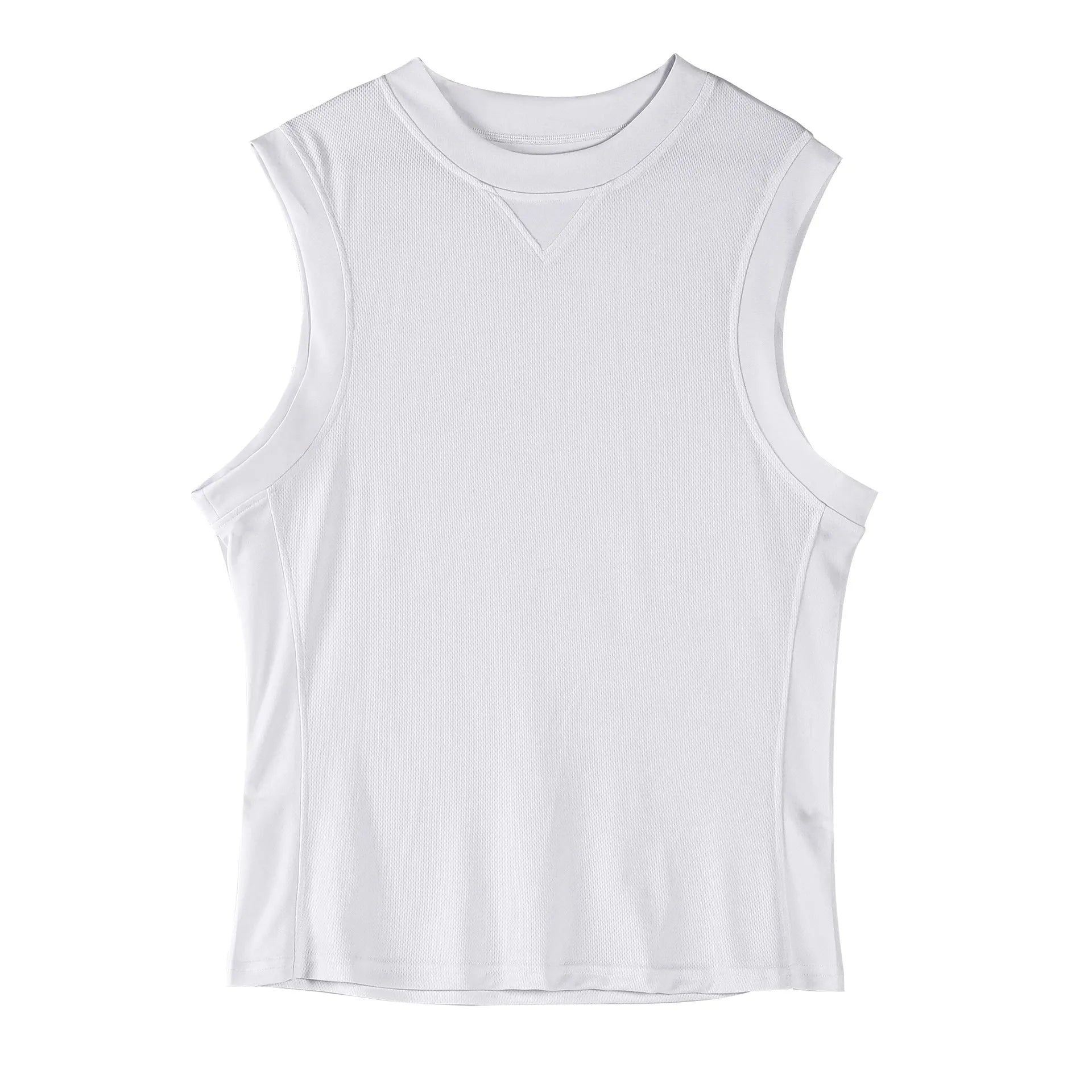 A man's loose-fit black sports vest made from a soft, quick-dry polyester blend fabric.